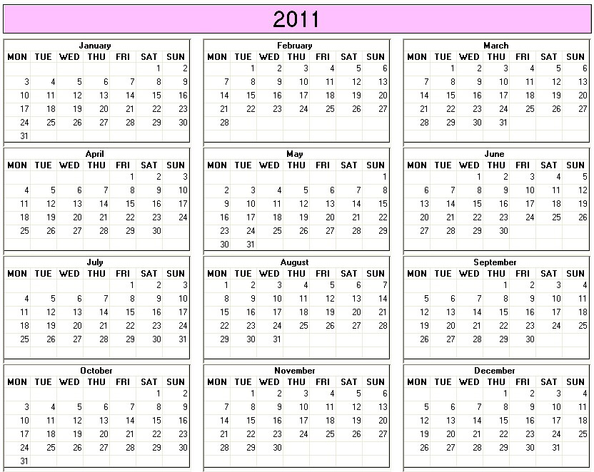 printable blank calendar image for 2010