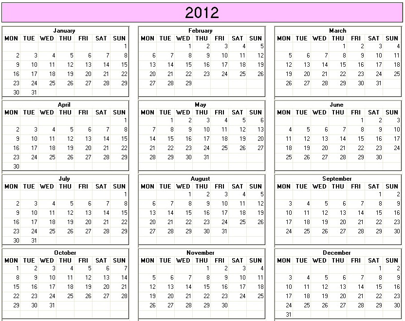 printable blank calendar image for 2010