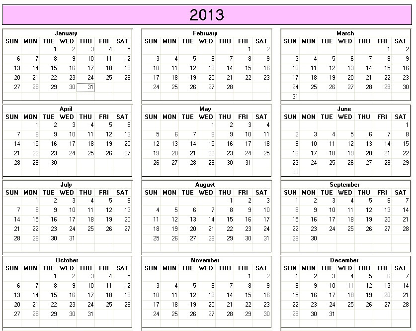 printable blank calendar image for year 2010