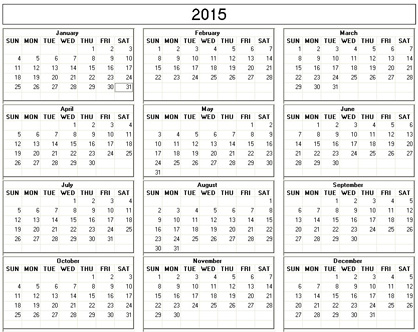 blank calendar,  printable calendar, 2015, image