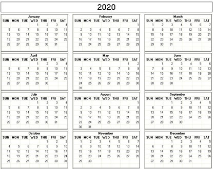 blank calendar,  printable calendar, 2021, image