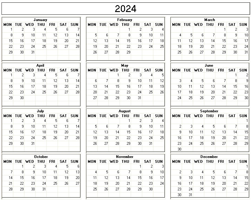printable blank calendar image for 2024