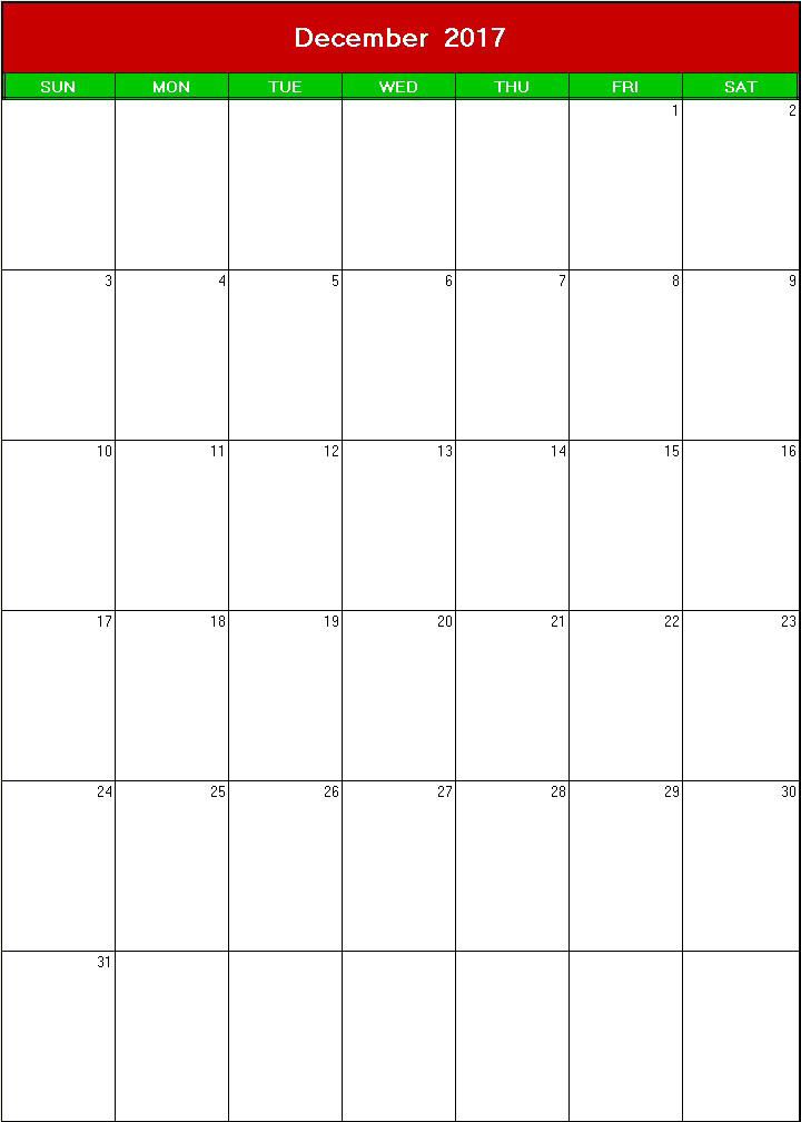 printable blank calendar image for christmas 2017