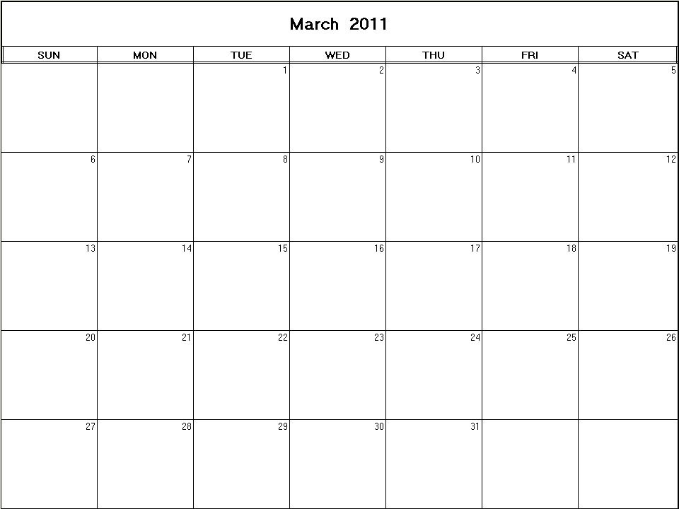 april 2010 blank calendar. Blank March Calendar 2010