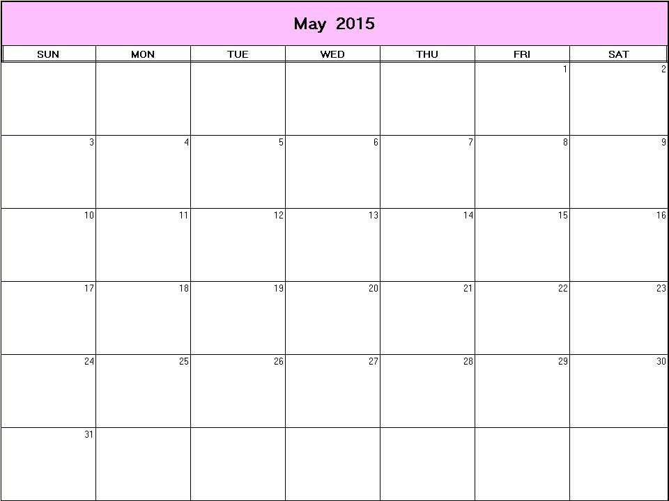 May 2015 printable blank calendar Calendarprintables net