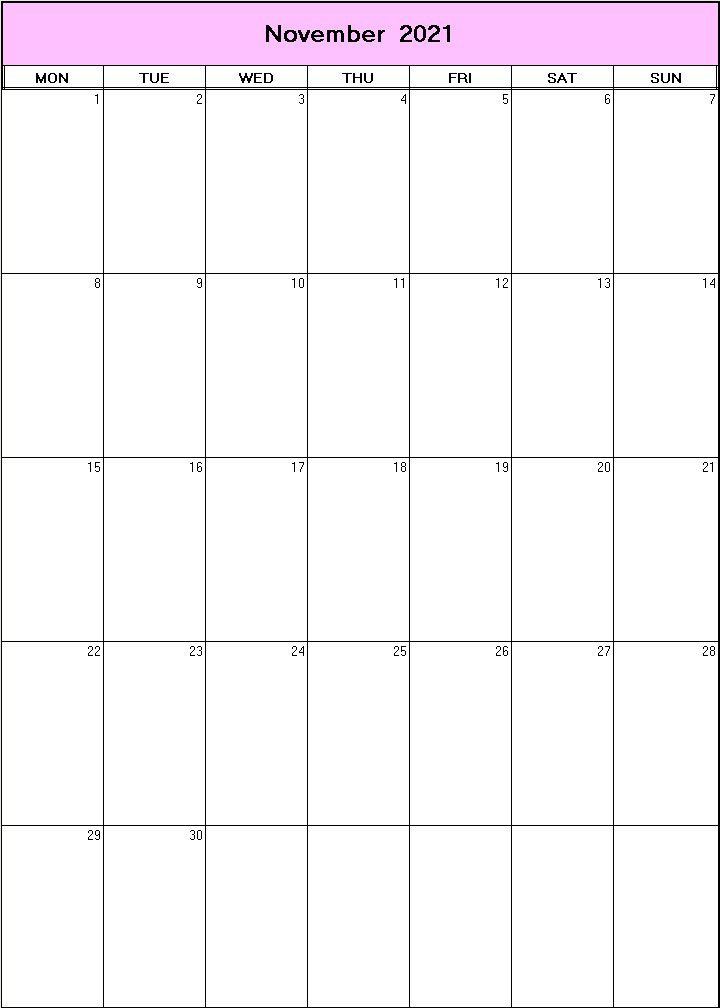 printable blank calendar image for November 2021