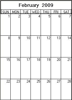 February 2009 Printable Calendar