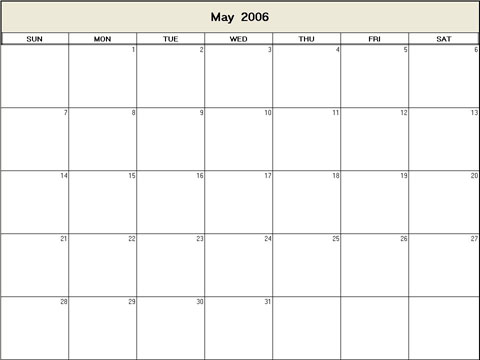 May 2006 Printable Calendar