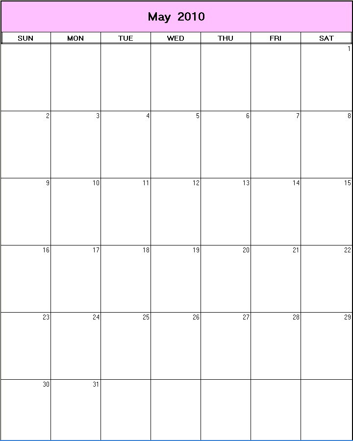 May 2010 printable blank calendar Calendarprintables net