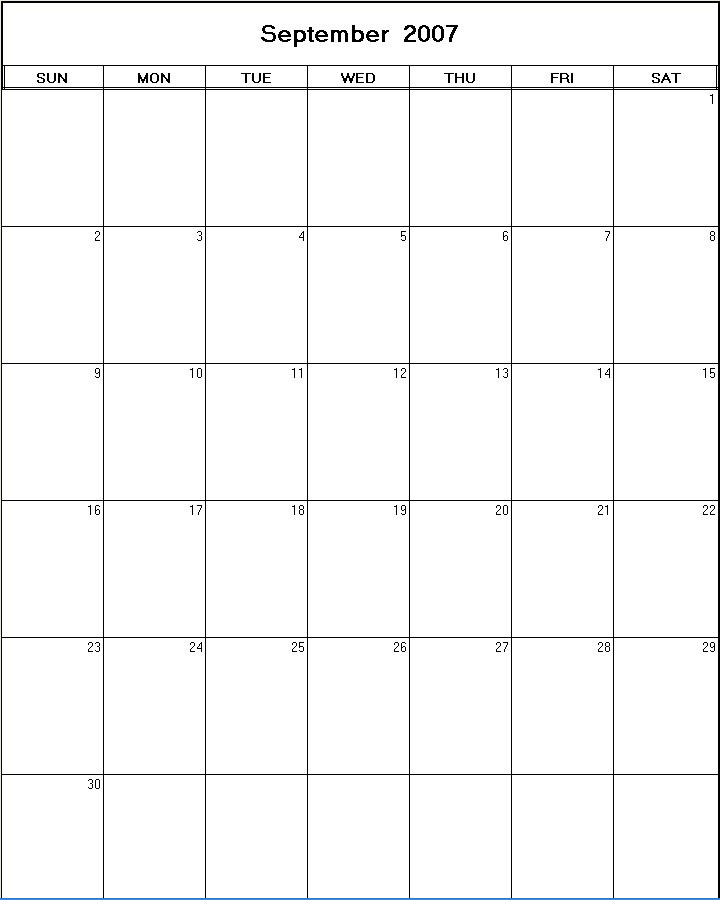 September 2007 printable blank calendar Calendarprintables net