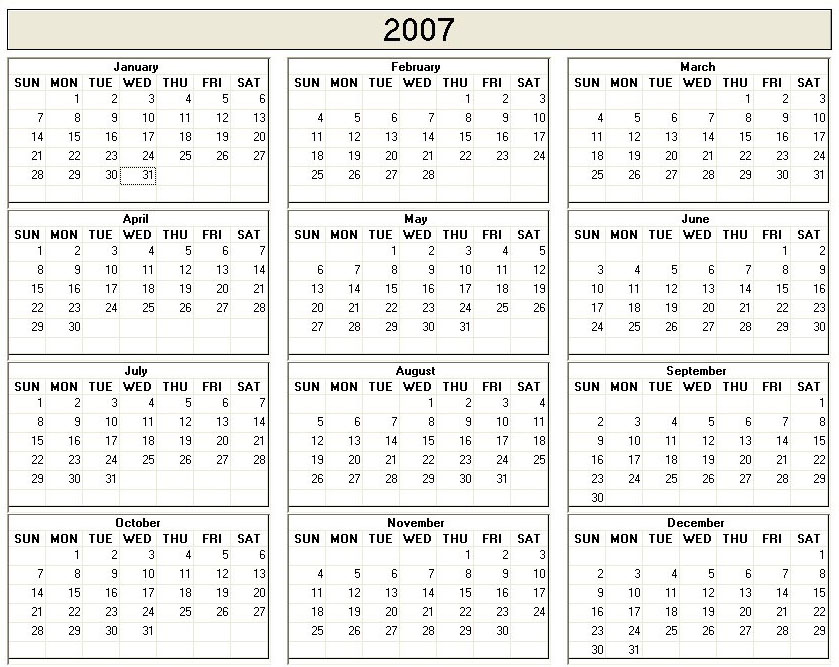 2007 printable blank calendar Calendarprintables net