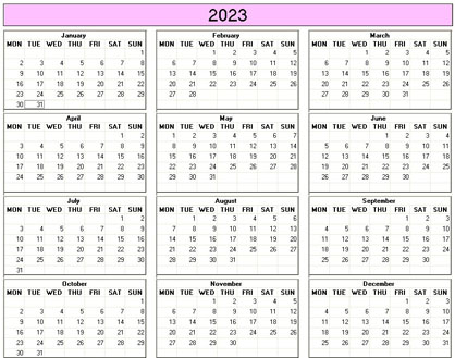 blank calendar,  printable calendar, 2023, image