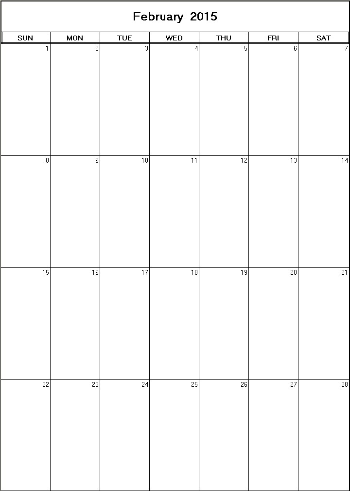 February 2015 printable blank calendar - Calendarprintables.net