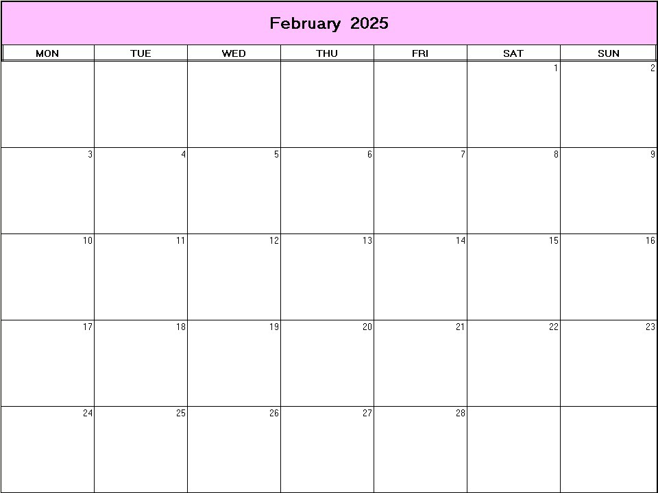 Calendar 2025 Printable February 