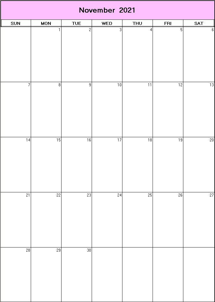 printable blank calendar image for November 2021